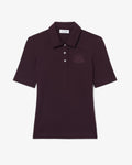 WOMEN'S SLIM FIT EMBROIDERY ACCENT STRETCH PIQUÉ POLO SHIRT (Brown • 3KE)