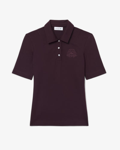 เสื้อโปโลผู้หญิง SLIM FIT EMBROIDERY ACCENT STRETCH PIQUÉ POLO SHIRT (Brown • 3KE)