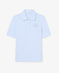 WOMEN'S SLIM FIT EMBROIDERY ACCENT STRETCH PIQUÉ POLO SHIRT (Bleu Clair • T01)