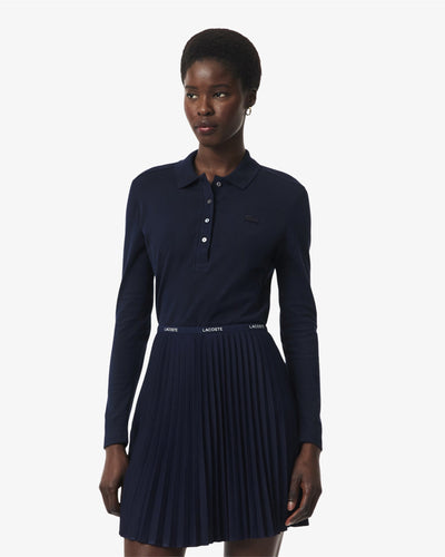 WOMEN'S SLIM FIT L.12.D STRETCH PETIT PIQUÉ POLO SHIRT (Navy Blue • 166)