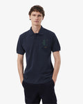 เสื้อโปโลผู้ชาย CLASSIC FIT PRINTED PETIT PIQUÉ POLO SHIRT (Navy Blue • MXQ)