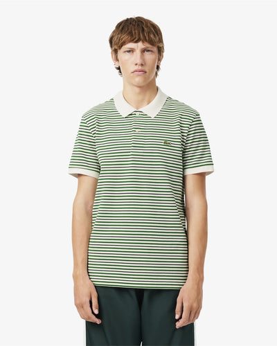 MEN'S CLASSIC FIT STRIPED PETIT PIQUÉ POLO SHIRT (Vert / Blanc • Z3E)
