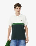 MEN'S CLASSIC FIT COLOUR-BLOCK PETIT PIQUÉ POLO SHIRT (White / Green • 0LP)