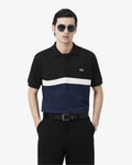 MEN'S CLASSIC FIT COLOUR-BLOCK PETIT PIQUÉ POLO SHIRT (Noir / Bleu Marine • DY4)