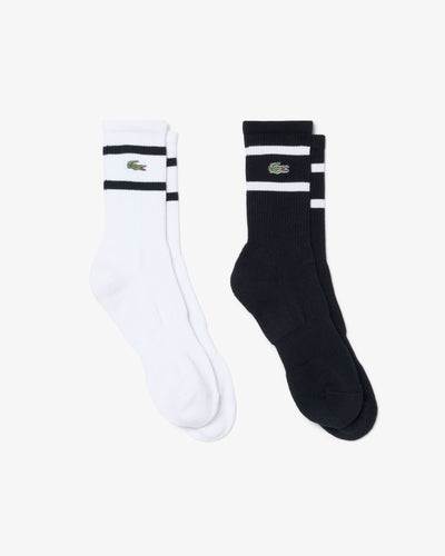 UNISEX 2-PACK STRIPED SOCKS (Noir / Blanc • 258)