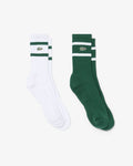UNISEX 2-PACK STRIPED SOCKS (Green / White • 291)