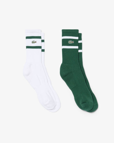 UNISEX 2-PACK STRIPED SOCKS (Green / White • 291)