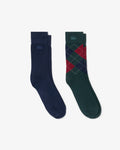 UNISEX 2-PACK JACQUARD SOCKS (Vert / Bordeaux / Bleu Marine / Beige • SW9)