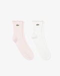 ถุงเท้าผู้หญิง 2-PACK FRILLED SOCKS (White / Light Pink • GH3)