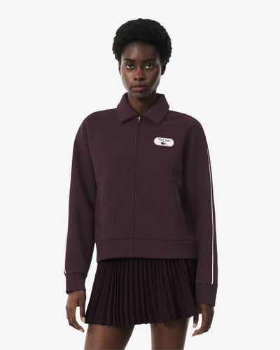 เสื้อสเว็ตเชิ้ตผู้หญิง TENNIS HERITAGE ZIPPED BADGE ACCENT SWEATSHIRT (Marron / Blanc • ZB5)