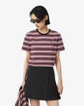WOMEN'S STRIPED JERSEY T-SHIRT (Vert / Bleu Clair / Blanc • VP6)