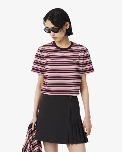WOMEN'S STRIPED JERSEY T-SHIRT (Vert / Bleu Clair / Blanc • VP6)