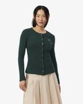 WOMEN'S SLIM FIT POINTELLE COTTON CARDIGAN (Green • YZP)