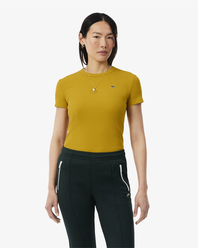 เสื้อยืดผู้หญิง SLIM FIT RIBBED COTTON T-SHIRT (Jaune • 5AI)