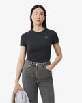 เสื้อยืดผู้หญิง SLIM FIT RIBBED COTTON T-SHIRT