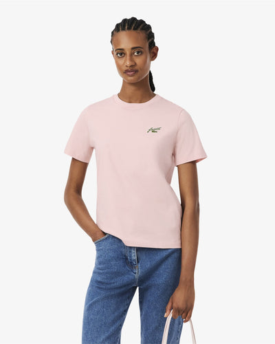 เสื้อยืดผู้หญิง REGULAR FIT COTTON BADGE T-SHIRT (Light Pink • ADY)