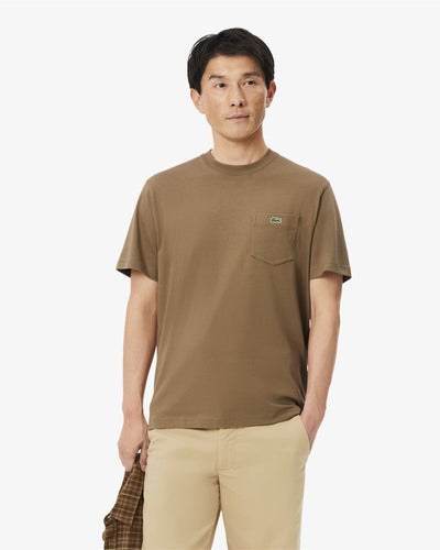 เสื้อยืดผู้ชาย COTTON T-SHIRT WITH BREAST POCKET (Brown • SIX)