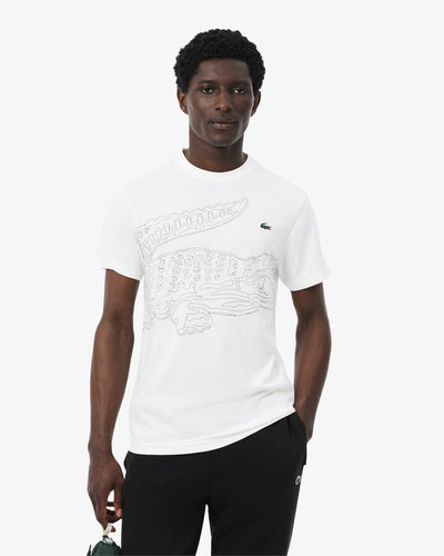 เสื้อยืดผู้ชาย ULTRA DRY CROCODILE PRINT SPORT T-SHIRT (White / Black • AU8)