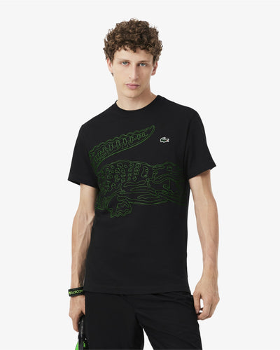 เสื้อยืดผู้ชาย ULTRA DRY CROCODILE PRINT SPORT T-SHIRT (Noir / Vert • XWR)