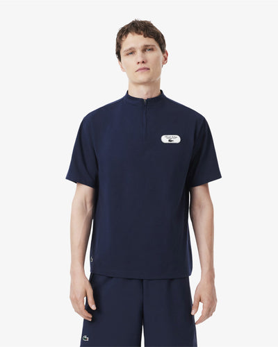 เสื้อยืดผู้ชาย QUARTER ZIP TENNIS HERITAGE T-SHIRT (Navy Blue • 166)