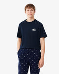 MEN'S CROCODILE PRINT COTTON LOUNGEWEAR T-SHIRT (Navy Blue / White • 525)