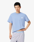 MEN'S CROCODILE PRINT COTTON LOUNGEWEAR T-SHIRT (Light Blue / White • 9TE)