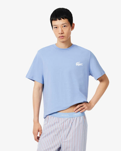 MEN'S CROCODILE PRINT COTTON LOUNGEWEAR T-SHIRT (Light Blue / White • 9TE)