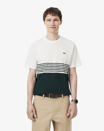 เสื้อยืดผู้ชาย STRIPED JERSEY COLOUR-BLOCK T-SHIRT (White / Green • 0LP)